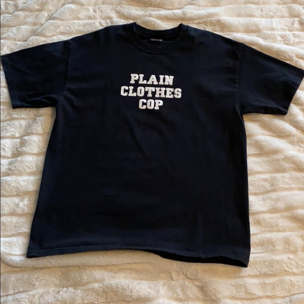 Black plain clothes cop shirt by Hanes